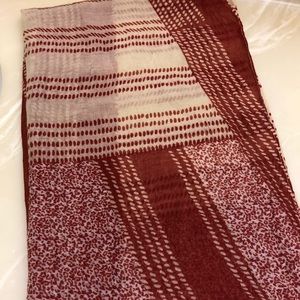 Red and cream printed oversized scarf